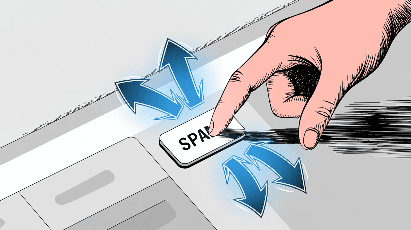 Hand clicking spam button with AI learning arrows showing email provider training